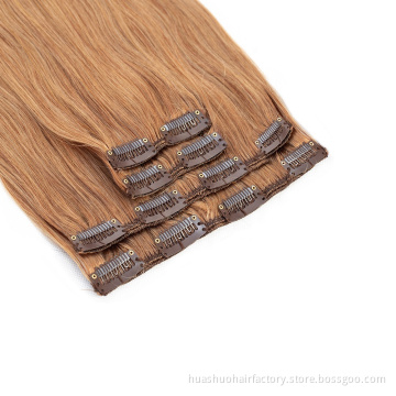Fast Shipping Virgin Brazilian Full Head Clip In Hair Extension, Straight Human Hair Clip On  Extensions
